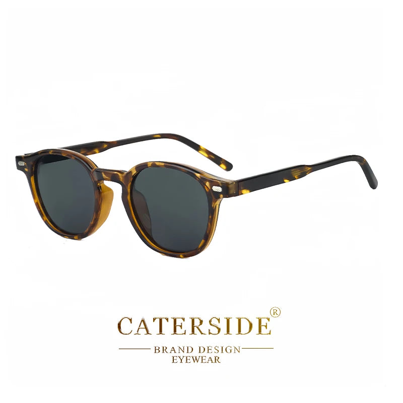 CATERSIDE Polarized Round Sunglasses Men TR Frame Core Insert Leg Sun Glasses Women Set Retro Driving Fishing Punk Eyewear UV400