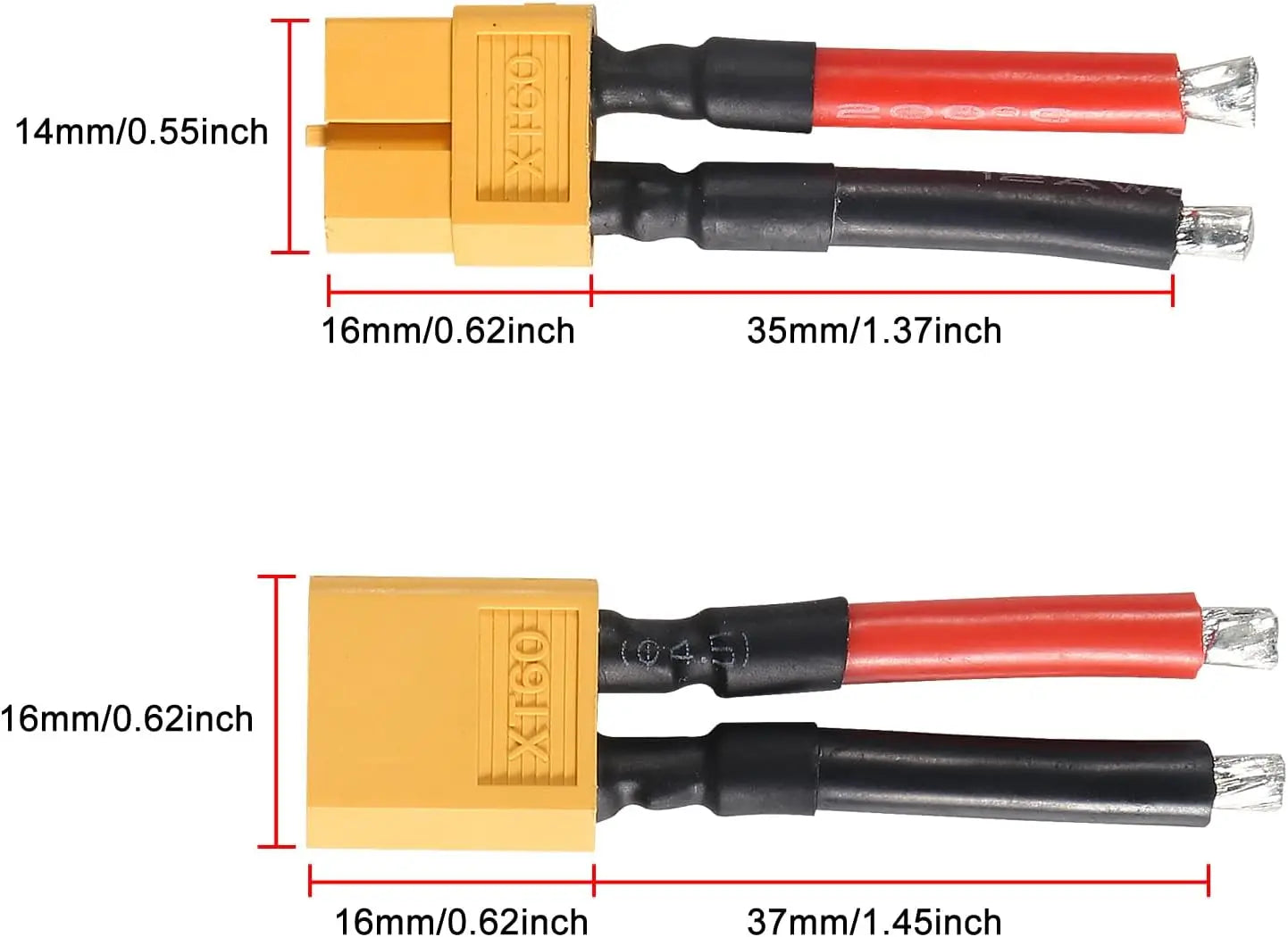 1/2 Pair XT60 Plug Female and Male Connector with 12/14AWG Silicon Wire for RC Lipo Battery Cable Drone