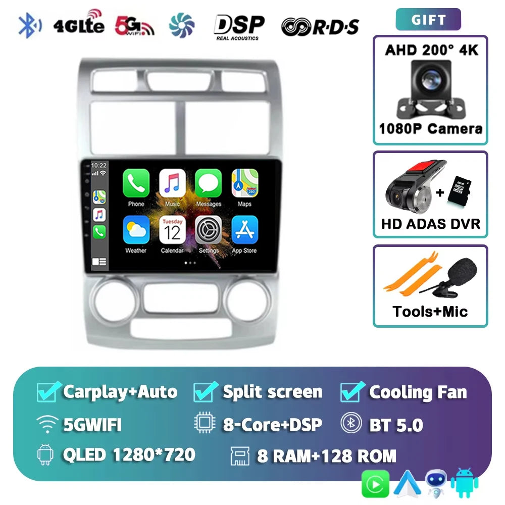 For Kia Sportage 2 2004 2005 2006 2007 - 2010 2K 12+256 QLED Android 16 CarPlay Car Radio Multimedia Video Player GPS stereo 4G