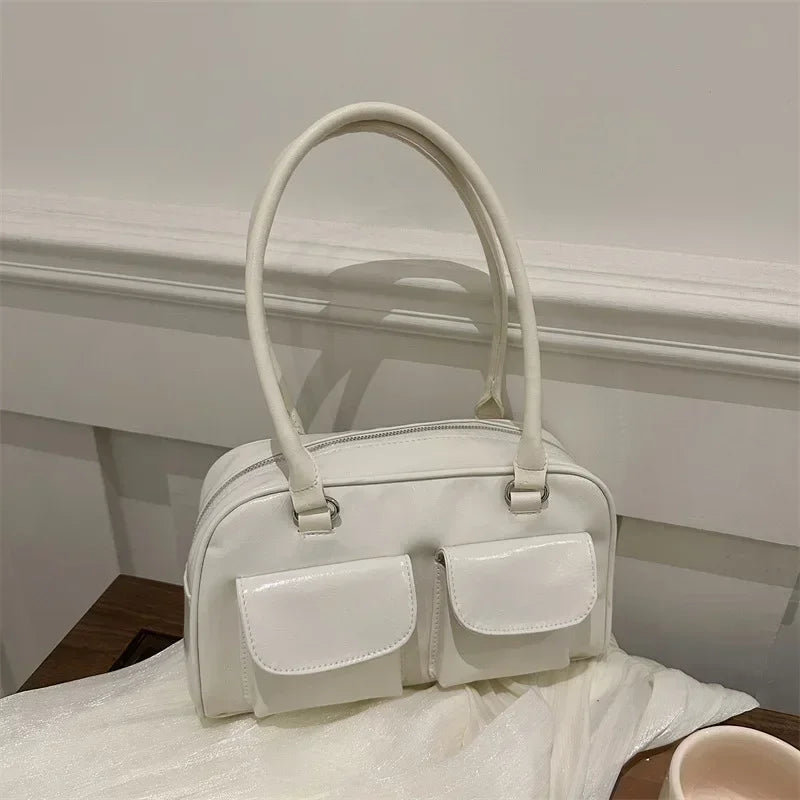 Vintage Ladies Commute Tote Business Shoulder Bag Pu Leather Female Underarm Bag