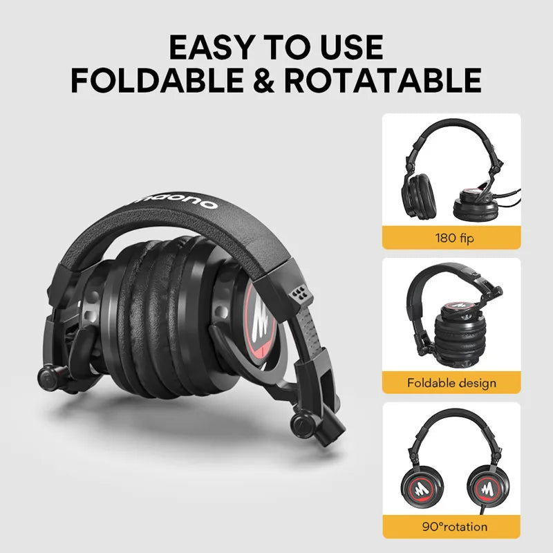 Maono MH501 Pro Studio Monitor Headphones 50MM Drivers Over Ear Studio Lightweight Foldable Headphone for Phone Computer Podcast