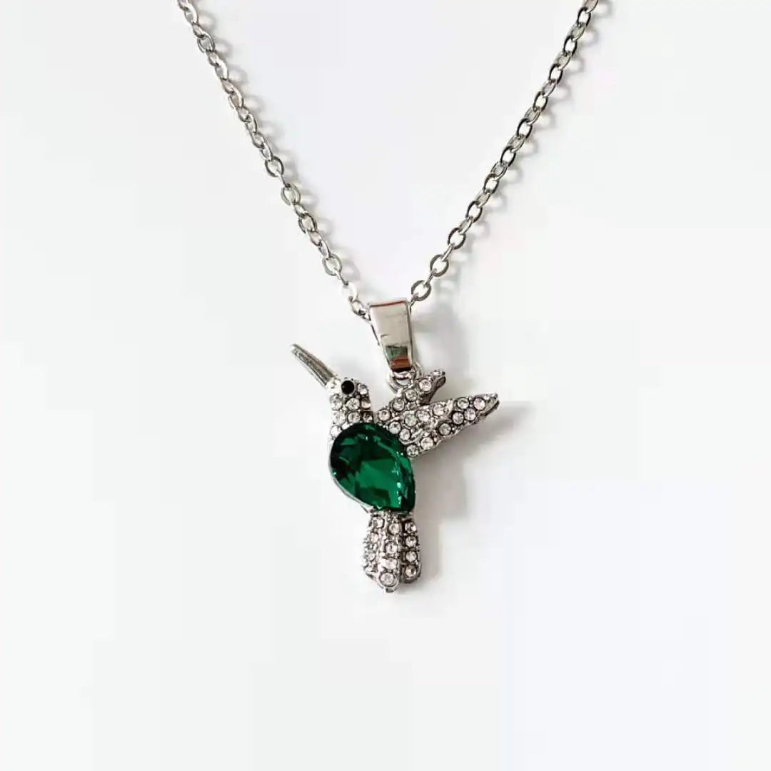 Fashion Crystal Hummingbird Pendant Necklace Exquisite Shiny Zircon Animal Choker Necklace for Women Trendy Party Jewelry Gifts