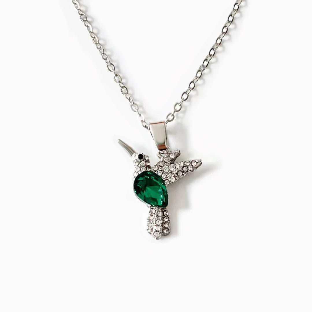 Fashion Crystal Hummingbird Pendant Necklace Exquisite Shiny Zircon Animal Choker Necklace for Women Trendy Party Jewelry Gifts